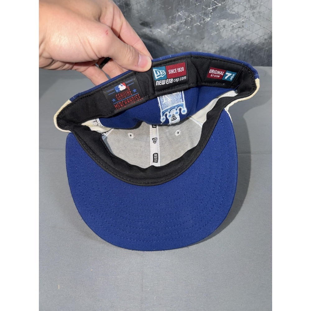 Vintage Kansas City Royals Hat Cap Fitted Mens 7 3/4 Blue MLB New Era Wool USA - Picture 5 of 7